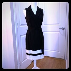 Black and white wrap-around Calvin Klein dress